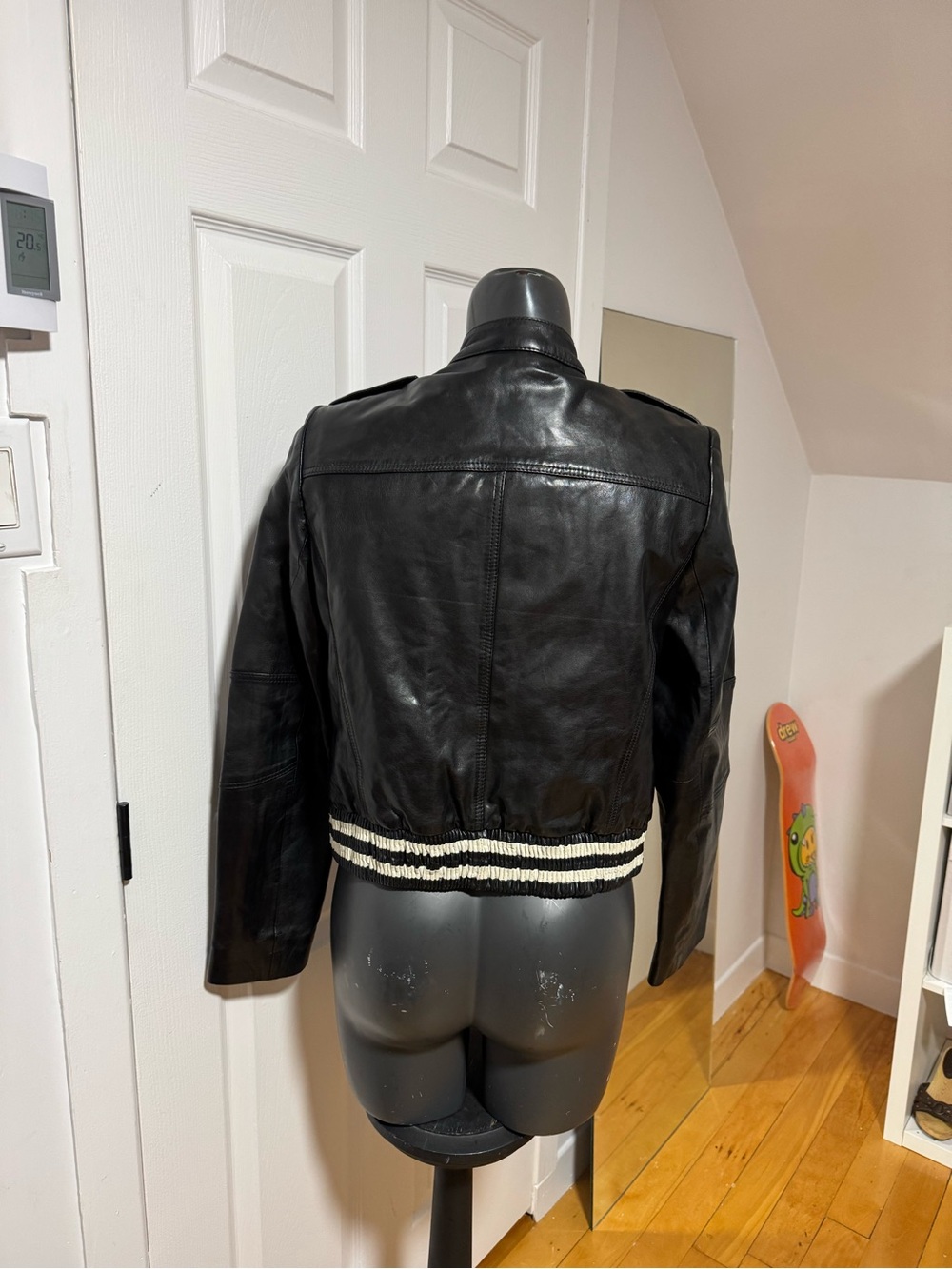 Black faux Leather Moto Jacket - Women's - Picture 4 of 4